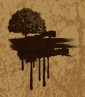 Grunge kentsel ağaç afiş