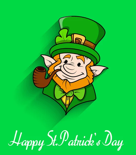 Leprechaun Smoking Pipe Vector — Stock Vector