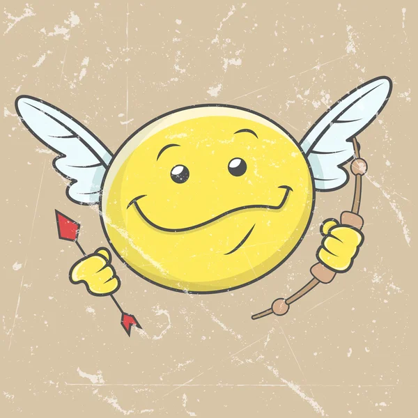 Happy Cupid Smiley - Fundo gráfico retrô — Vetor de Stock