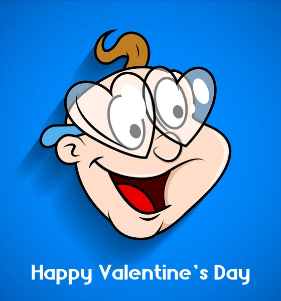 Happy Cartoon Lover Boy met hart zonnebril — Stockvector