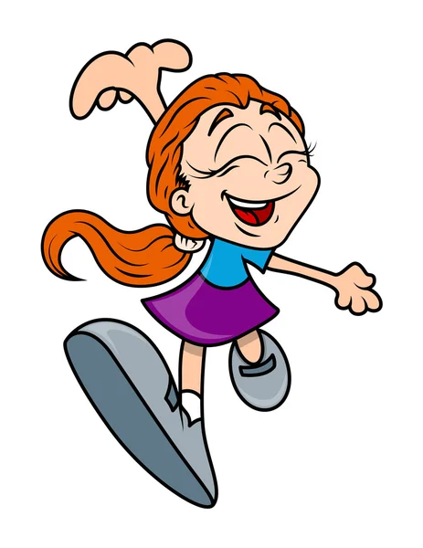 Feliz Cartoon Girl Dancing Vector — Vetor de Stock