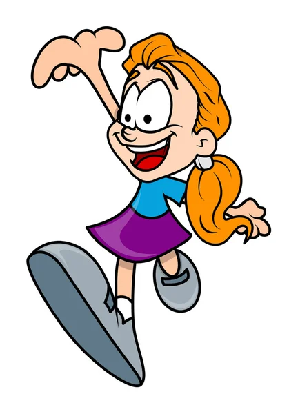 Cheerful Cartoon Girl Dancing Vector — Stock Vector