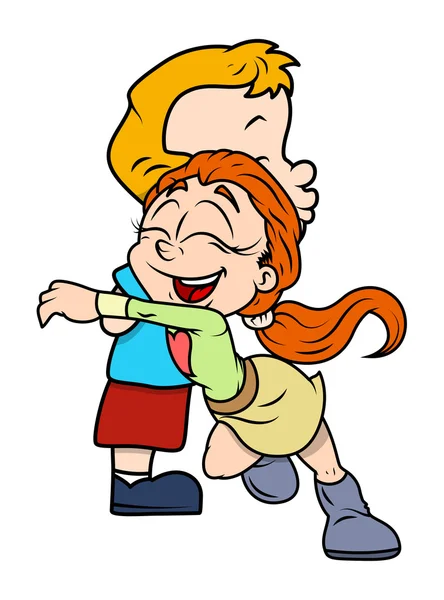 Pareja de niños de dibujos animados — Vector de stock