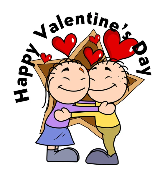 Cute gelukkig Cartoon paar - Valentine Concept — Stockvector