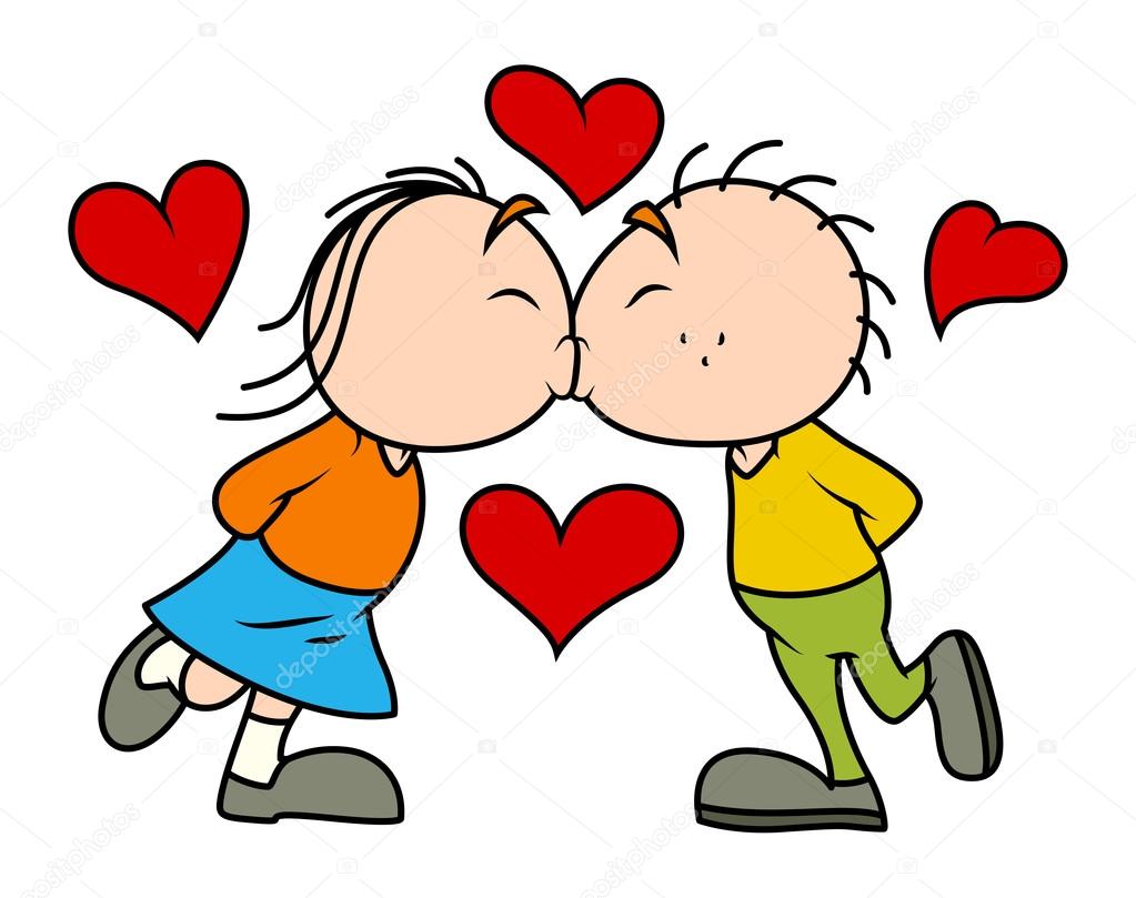 Lustige küssen paar Zeichen — Stockvektor 70032743