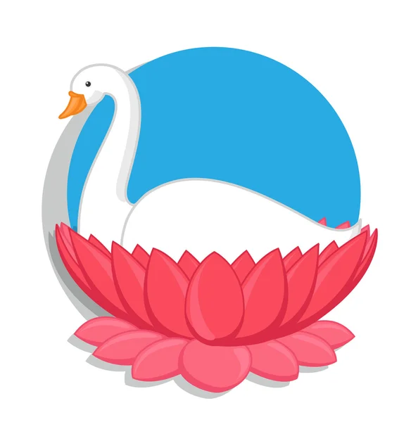 White Swan in Lotus Vector — 图库矢量图片