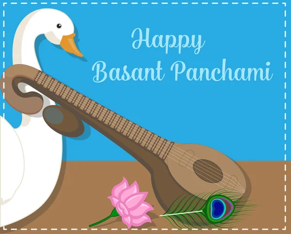 Happy Basant Panchami Greeting Banner - Духовный индус — стоковый вектор