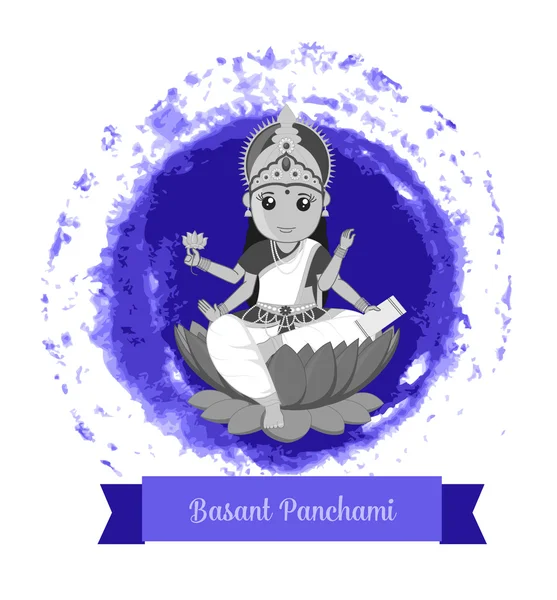 Счастливый Басант Panchami - Богиня Сарасвати — стоковый вектор