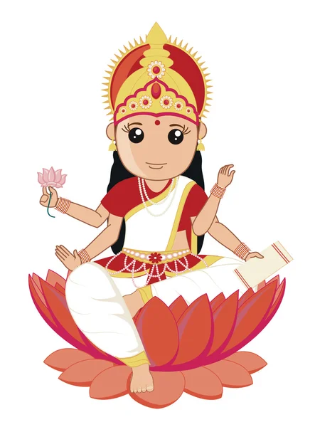 Indische Göttin der Bildung und Kunst - saraswati mata — Stockvektor