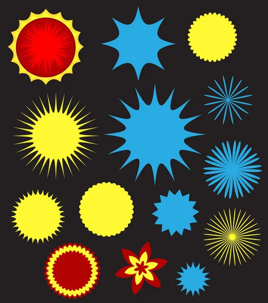 Coloridas estrellas vintage Burts Elementos — Vector de stock