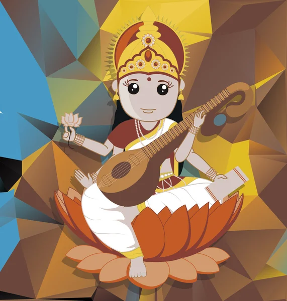 Saraswati Puja - Indian Goddess — Stockvector