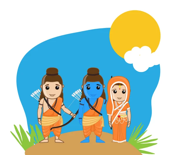 Señor Rama, Sita y Laxmana — Vector de stock