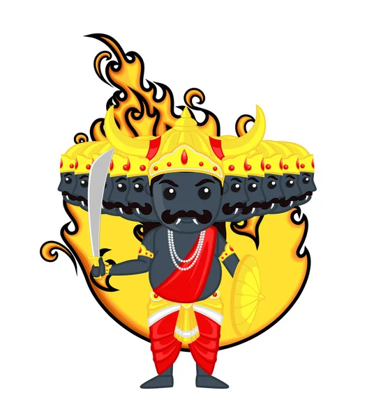 Happy Dussehra - Cartoon Ravan — Stockvector