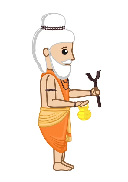 Vieux personnage de dessin animé indien Saint — Image vectorielle