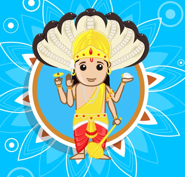 Lord Vishnu - A Hindu God — Stock Vector