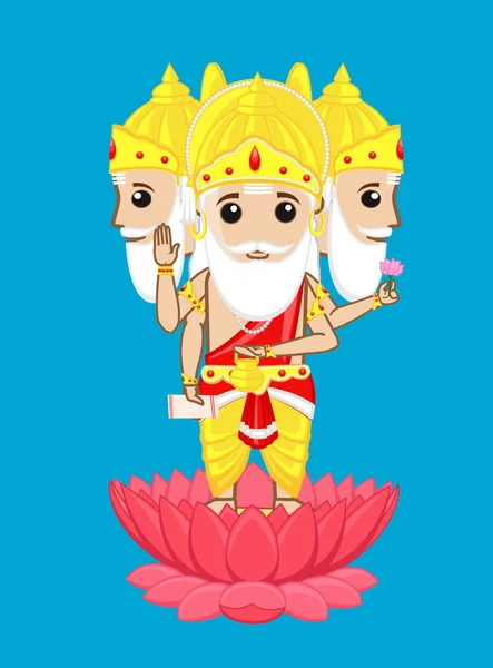 Hindu God Brahma - Cartoon Style — Stock vektor