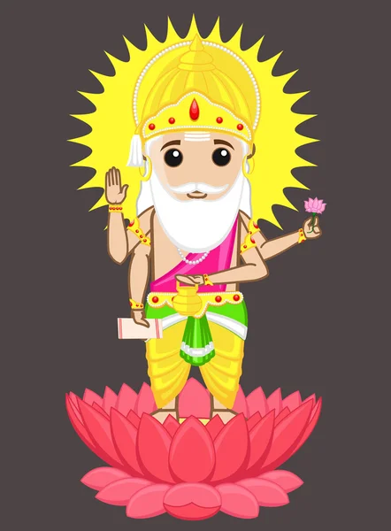 Zeul hindus Brahma - Părintele manu — Vector de stoc