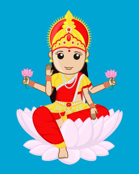 Indiase godin van rijkdom - Maa Laxmi — Stockvector