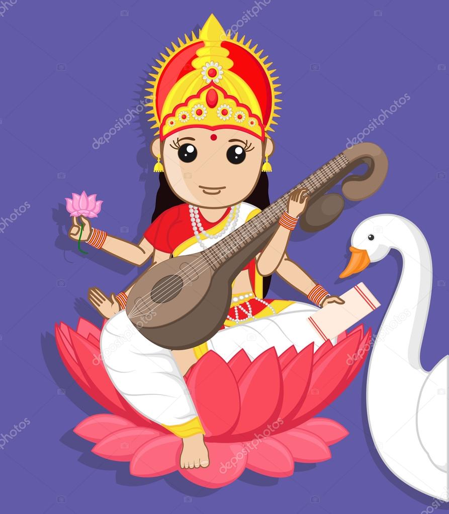 Maa Saraswati - Indian Goddess with Swan Stock Vector Image by ©baavli #76670455 Maa Saraswati - Indian Goddess with Swan Stock Vector Image by ©baavli #76670455