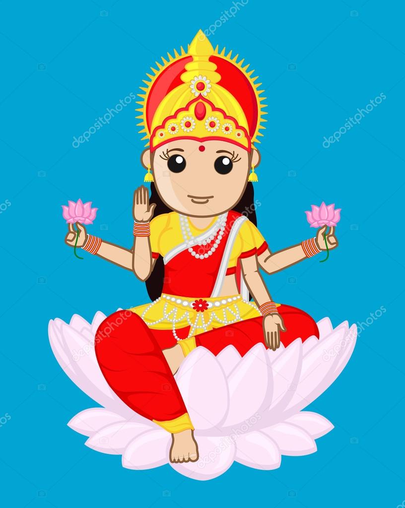 Indian Goddess of Wealth - Maa Laxmi Stock Vector Image by ©baavli #76678843