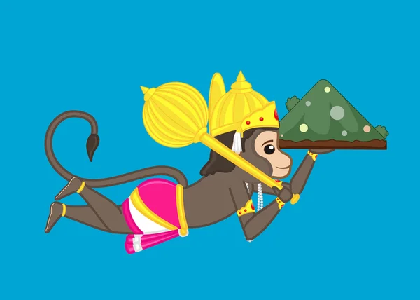 Lord Hanuman Carrying Mountain — Stockvector