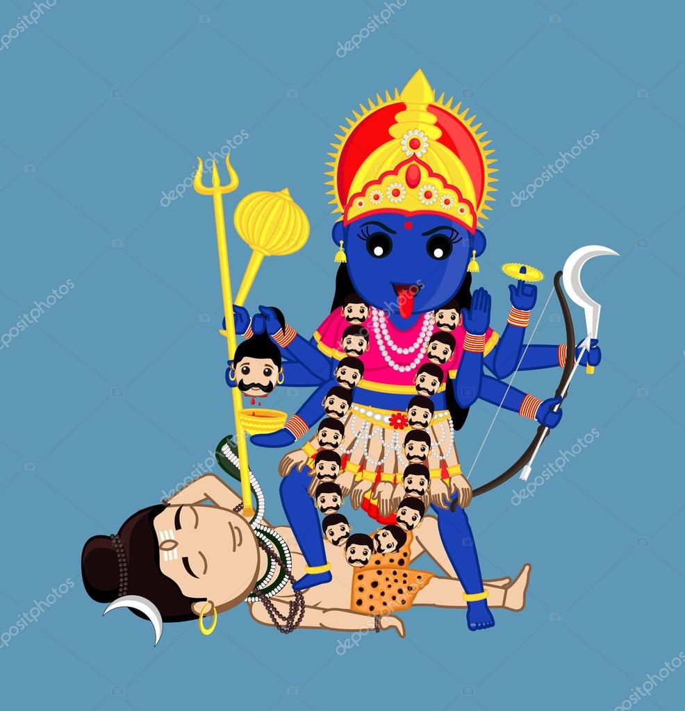 Maa Kali Standing Over Lord Shiva - Indian Mythology Goddess Stock Vector  Image by ©baavli #76689985