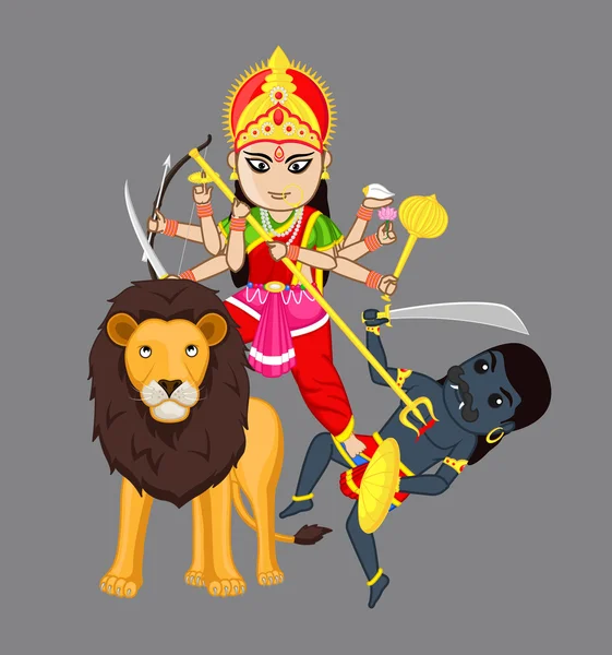 Sherawali Mata - Dioses hindúes- Ilustración vectorial — Archivo Imágenes Vectoriales