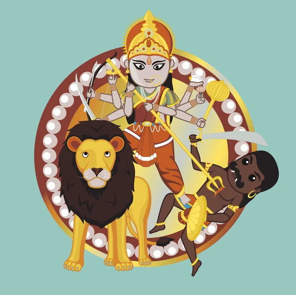 Mythologie Indische Göttin - durga mata — Stockvektor