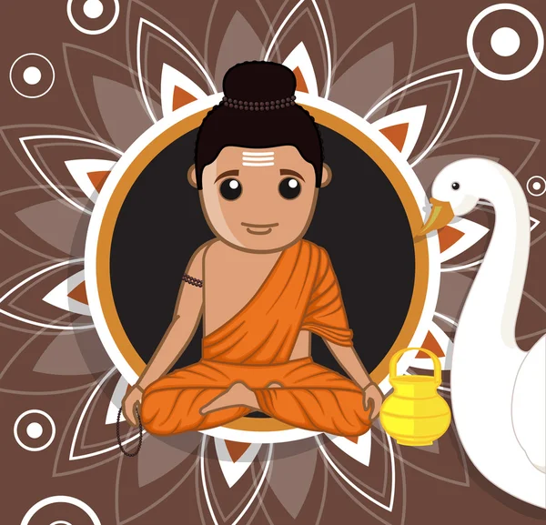 Personaje de dibujos animados de Gautam Buddha — Vector de stock