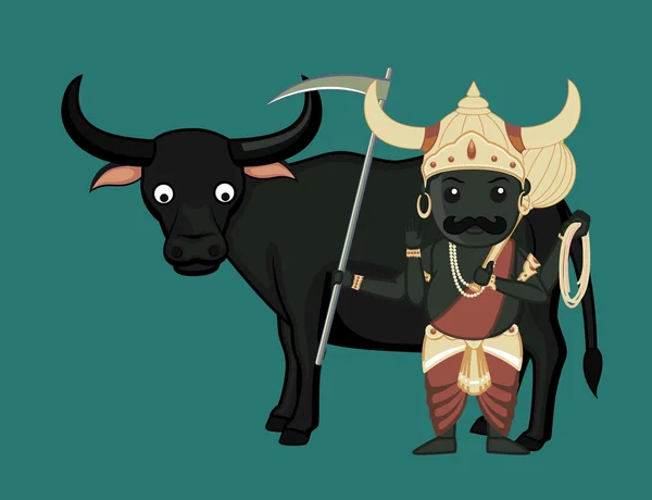 Yamraj con Buffalo — Archivo Imágenes Vectoriales