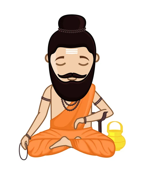 Concentrating Maharishi Vishvamitra - Hindu Saint — Stock vektor