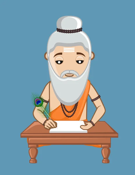 Valmiki - Old Indian Saint Writer — Stock Vector