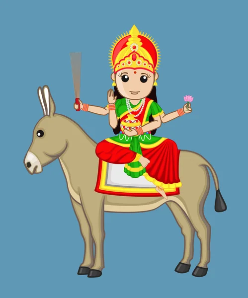 Sheetla Mata on Donkey — Stockvector