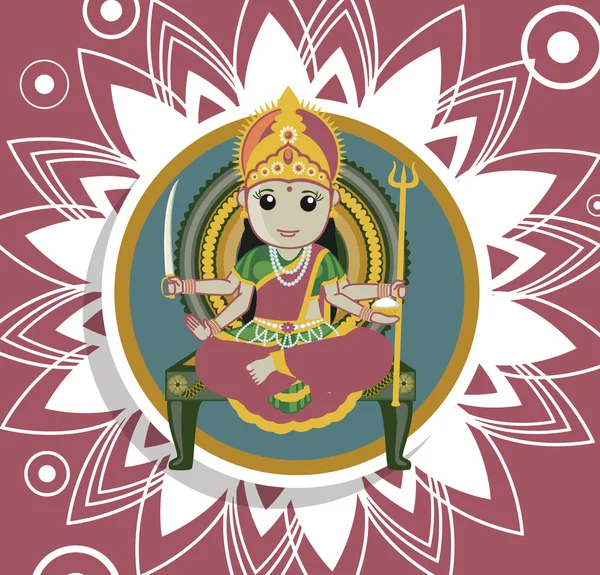 Сантоси Мата Пуджа - индийская богиня — стоковый вектор