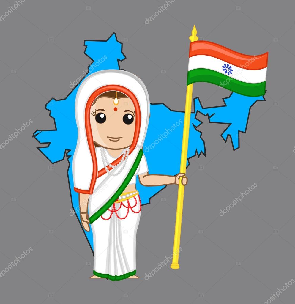 Indian Patriotic Woman Holding a India Flag Stock Vector Image by ©baavli #76691841 Indian Patriotic Woman Holding a India Flag Stock Vector Image by ©baavli #76691841