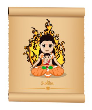 Holika Dahan - Hindu Mythological Cartoon Characters clipart