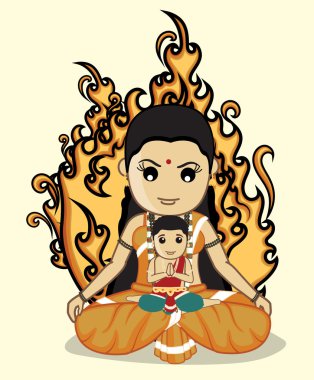 Holika with Bhakt Prahlad - Hindu Mythological Character clipart