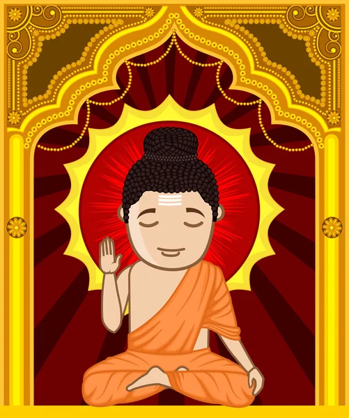 Cartoon Gautam Buddha — ストックベクタ