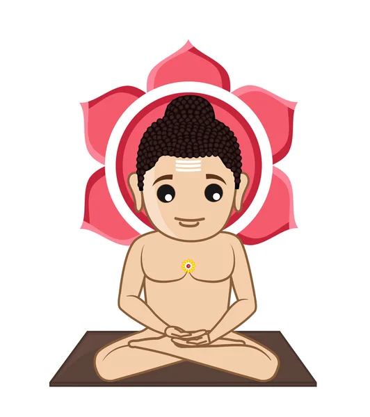 Señor Mahavira Dibujos Animados Dios — Vector de stock