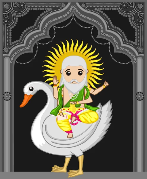 Lord Vishwakarma Riding on Swan — Wektor stockowy