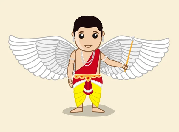 Cartoon Indian Traditional Male Angel — Stock vektor