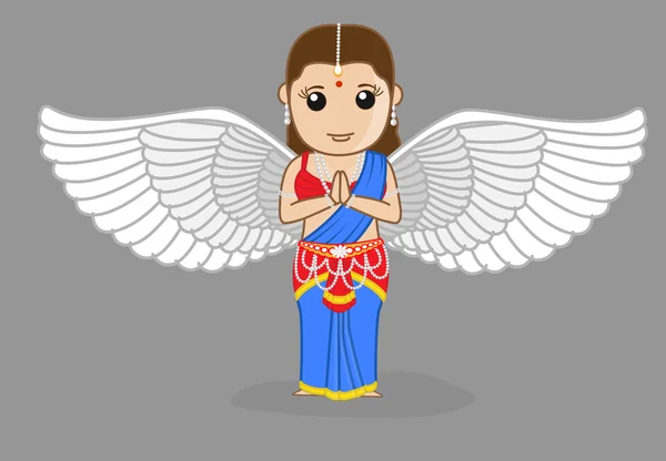 Traditional Indian Angel Praying — Stock Vector