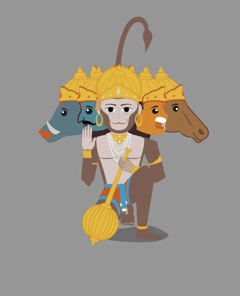 Panchmukhi Hanuman - Dios del Poder Indio — Archivo Imágenes Vectoriales