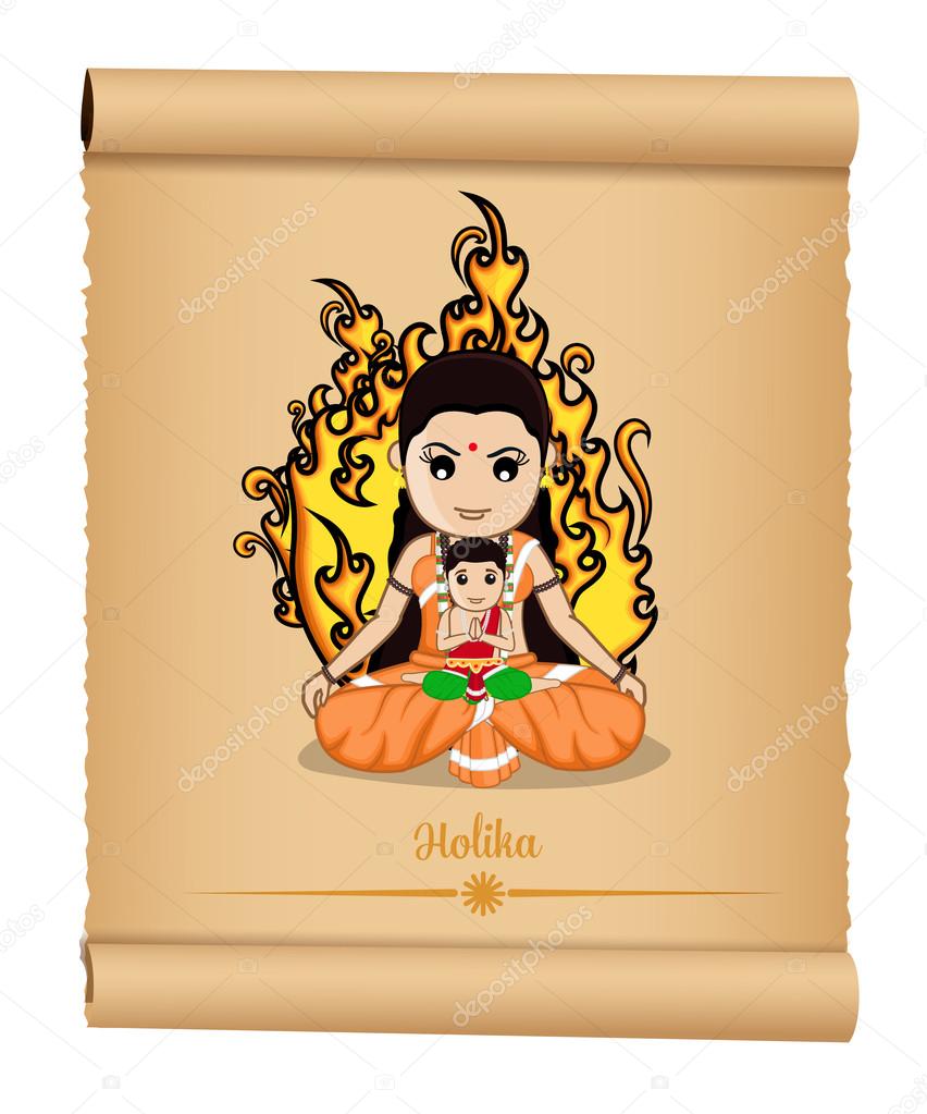 Holika Dahan - Hindu Mythological Cartoon Characters