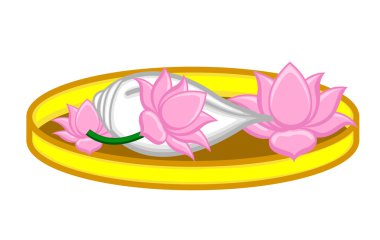 Sea Shell and Lotus Flowers for Worship