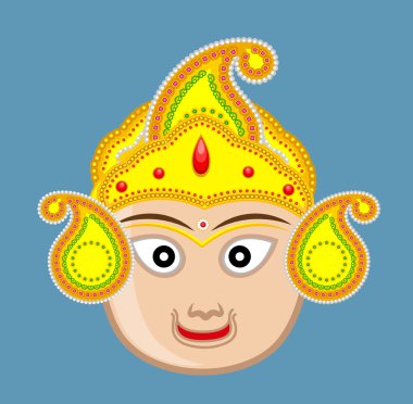Hindu God's Face with Golden Crown