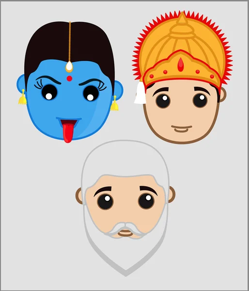 Indian Mythological Gods Faces — Stock Vector