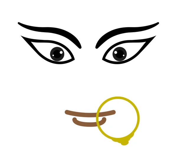 Maa Durga Face - Hindu Mythological goddess — Stock Vector