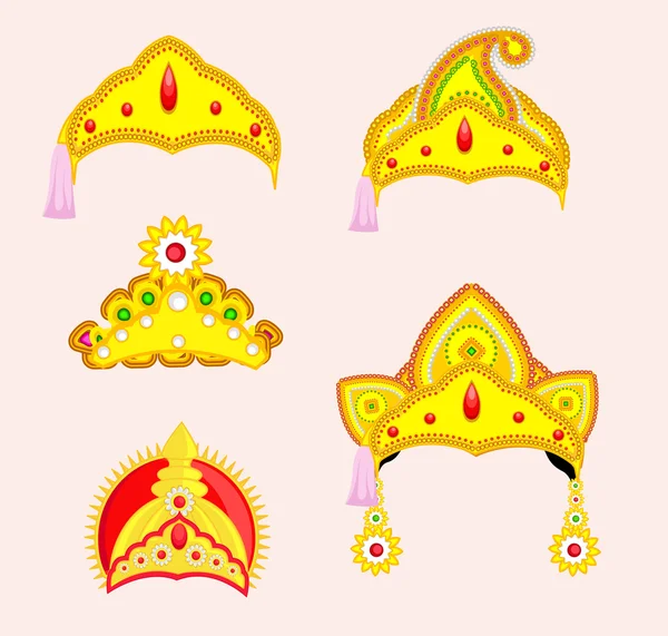 Hindu Mitológico Deus 's Crown Designs — Vetor de Stock