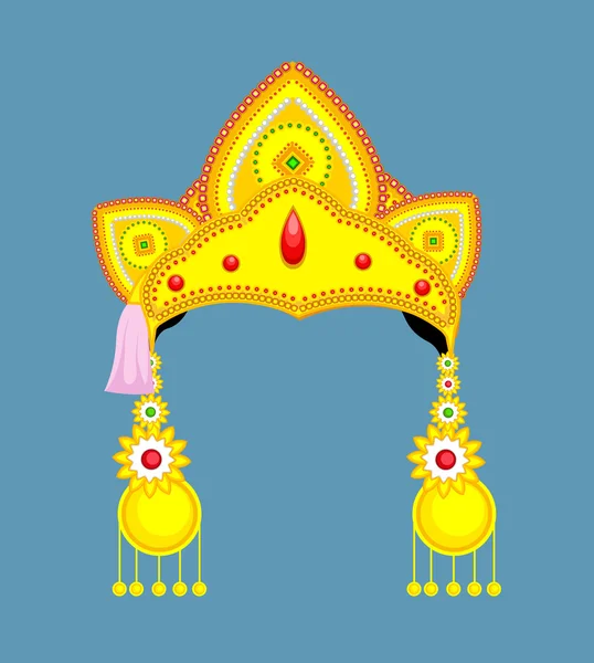 Golden Hindu Ornament and Crown for Mythological Character — Wektor stockowy